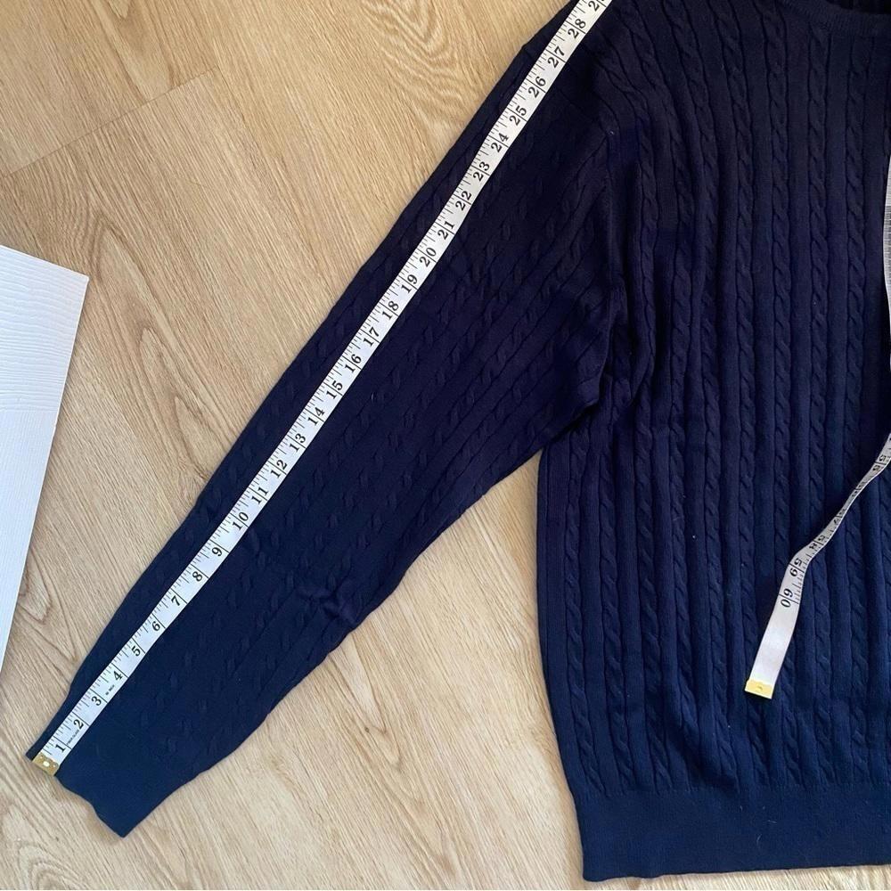 Cashmere Wool Cable Knit Sweater XL Navy Quiet Luxury Old Money Preppy - Picture 9 of 10
